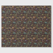 Mooie Moody paddenstoelen Diep Donkerrode achtergr Cadeaupapier (Vlak)