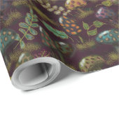 Mooie Moody paddenstoelen Diep Donkerrode achtergr Cadeaupapier (Rol Hoek)