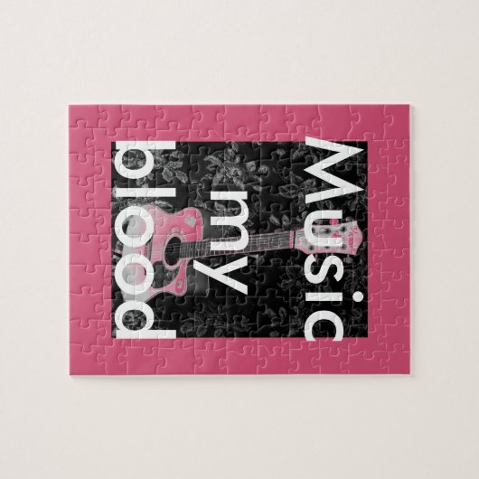 Mooie mooie Afrikaanse Gitaar Grijswaarden Motief  Legpuzzel (Horizontaal)