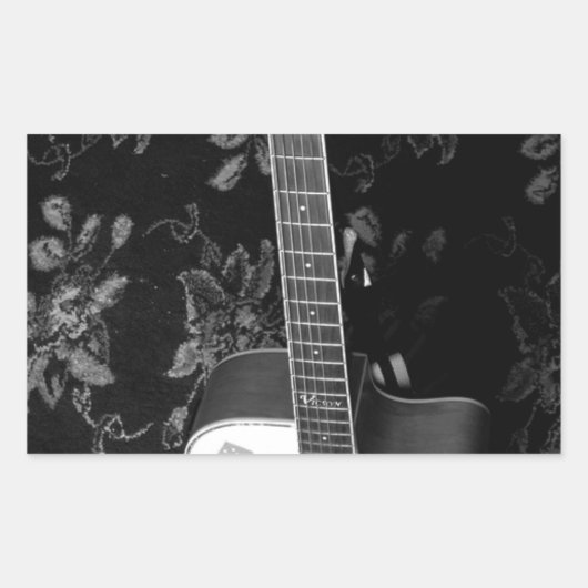 Mooie mooie Afrikaanse Gitaar Grijswaarden Motief Rechthoekige Sticker (Voorkant)