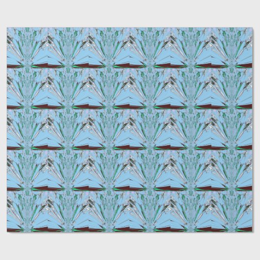 Mooie mooie Aqua Blue Amazing Floral Motive Art Cadeaupapier (Vlak)