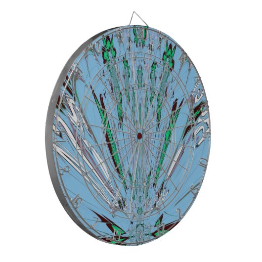 Mooie mooie Aqua Blue Amazing Floral Motive Art Dartbord (Voorkant Links)
