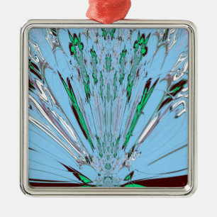 Mooie mooie Aqua Blue Amazing Floral Motive Art Metalen Ornament