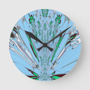 Mooie mooie Aqua Blue Amazing Floral Motive Art Ronde Klok