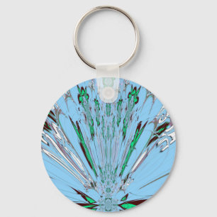 Mooie mooie Aqua Blue Amazing Floral Motive Art Sleutelhanger