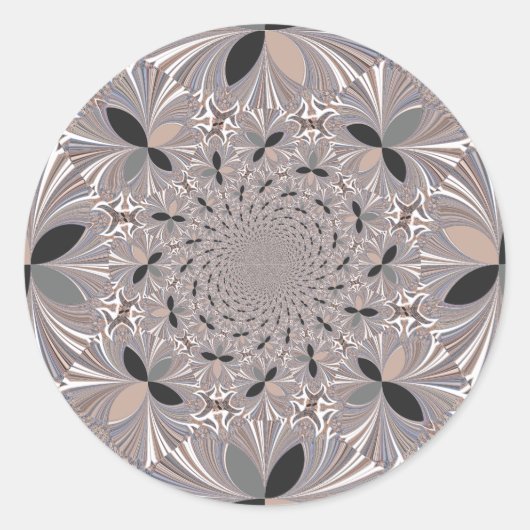 Mooie mooie asgrijze caleidoscoop naadloos ronde sticker (Voorkant)