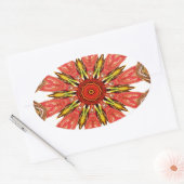 Mooie mooie Aziatische traditionele edgy patroon Ovale Sticker (Envelop)