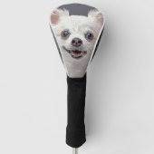 Mooie, mooie, boffige, witte Chihuahua Dog Golfheadcover (Voorkant)