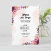 Mooie, mooie florale bruiloft-uitnodigkaart kaart (Staand voorkant)