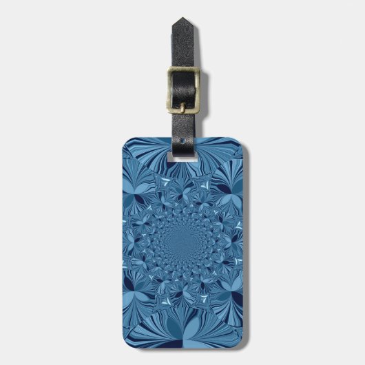 Mooie mooie iriserende blauwe caleidoscoop kunst bagagelabel (Voorkant verticaal)