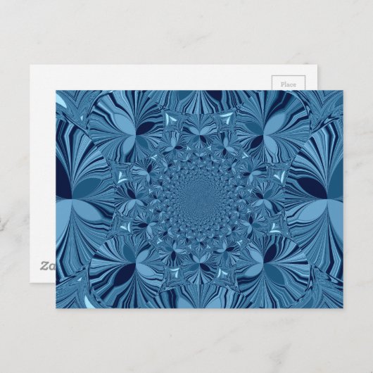 Mooie mooie iriserende blauwe caleidoscoop kunst briefkaart (Voorkant / Achterkant)