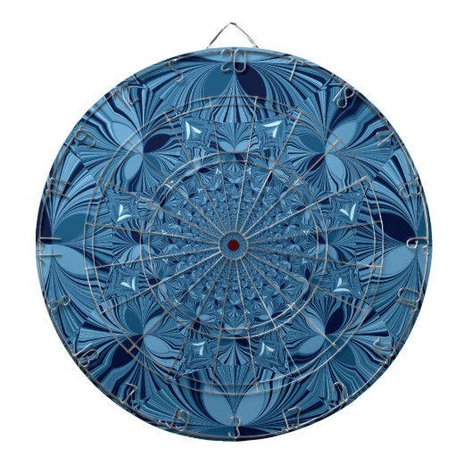 Mooie mooie iriserende blauwe caleidoscoop kunst dartbord (Voorkant)