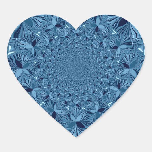 Mooie mooie iriserende blauwe caleidoscoop kunst hart sticker (Voorkant)