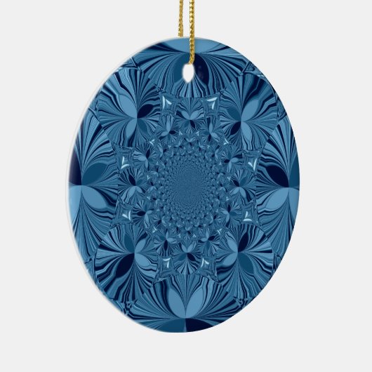 Mooie mooie iriserende blauwe caleidoscoop kunst keramisch ornament (Rechts)
