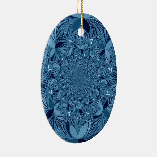 Mooie mooie iriserende blauwe caleidoscoop kunst keramisch ornament (Rechts)