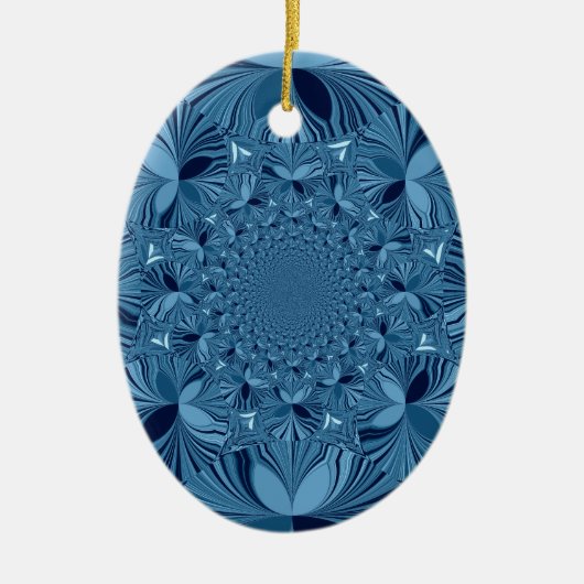 Mooie mooie iriserende blauwe caleidoscoop kunst keramisch ornament (Voorkant)