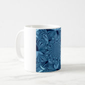 Mooie mooie iriserende blauwe caleidoscoop kunst koffiemok (Voorkant links)