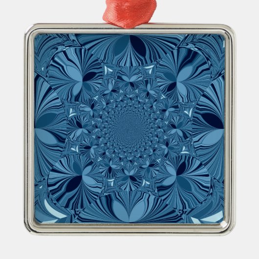 Mooie mooie iriserende blauwe caleidoscoop kunst metalen ornament (Voorkant)