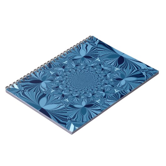 Mooie mooie iriserende blauwe caleidoscoop kunst notitieboek (Linkerzijde)