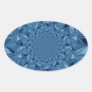 Mooie mooie iriserende blauwe caleidoscoop kunst ovale sticker