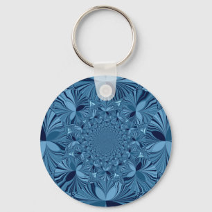 Mooie mooie iriserende blauwe caleidoscoop kunst sleutelhanger