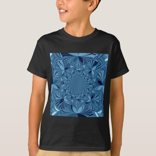 Mooie mooie iriserende blauwe caleidoscoop kunst t-shirt (Voorkant)