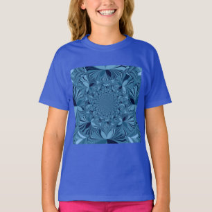 Mooie mooie iriserende blauwe caleidoscoop kunst t-shirt