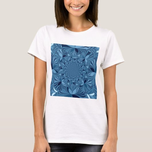 Mooie mooie iriserende blauwe caleidoscoop kunst t-shirt (Voorkant)