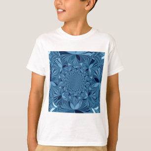 Mooie mooie iriserende blauwe caleidoscoop kunst t-shirt