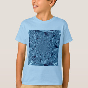 Mooie mooie iriserende blauwe caleidoscoop kunst t-shirt