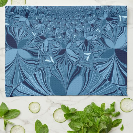 Mooie mooie iriserende blauwe caleidoscoop kunst theedoek (Gevouwen)