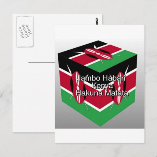Mooie mooie Keniaanse vlag kubus met groet Briefkaart (Voorkant / Achterkant)