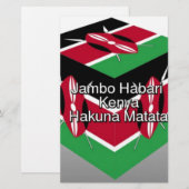 Mooie mooie Keniaanse vlag kubus met groet Briefpapier (Voorkant / Achterkant)