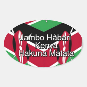 Mooie mooie Keniaanse vlag kubus met groet Ovale Sticker