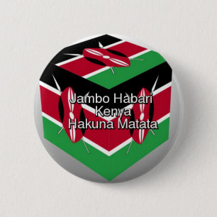 Mooie mooie Keniaanse vlag kubus met groet Ronde Button 5,7 Cm