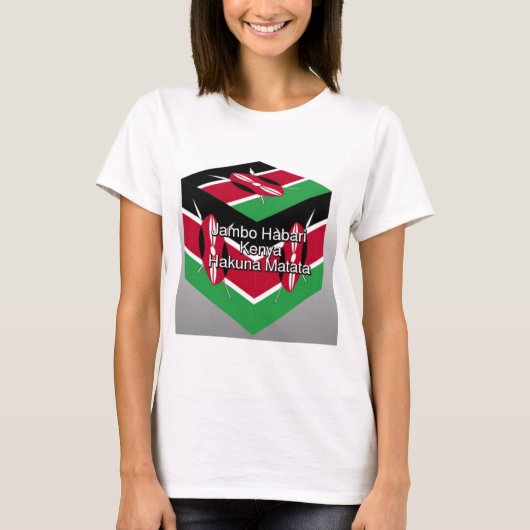 Mooie mooie Keniaanse vlag kubus met groet T-shirt (Voorkant)