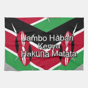 Mooie mooie Keniaanse vlag kubus met groet Theedoek