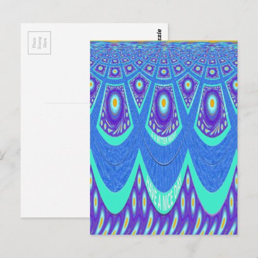 Mooie Mooie Mooie Cyaan Blauw batik Print vector k Briefkaart (Voorkant / Achterkant)