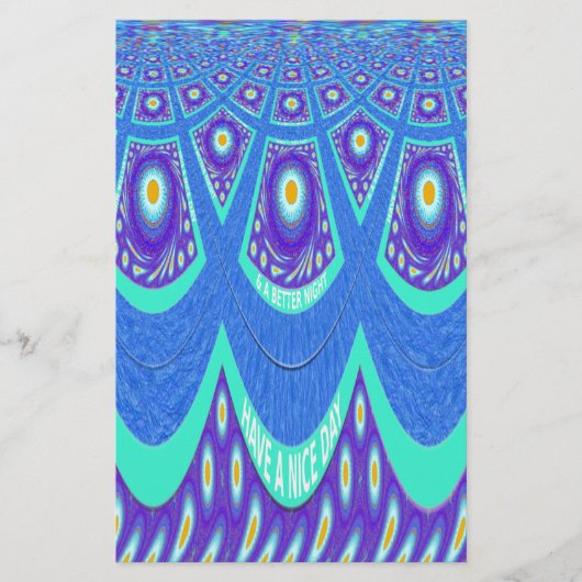 Mooie Mooie Mooie Cyaan Blauw batik Print vector k Briefpapier (Voorkant)