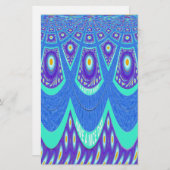 Mooie Mooie Mooie Cyaan Blauw batik Print vector k Briefpapier (Voorkant / Achterkant)