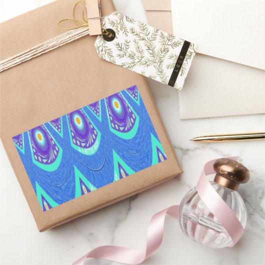 Mooie Mooie Mooie Cyaan Blauw batik Print vector k Rechthoekige Sticker (Geschenken)