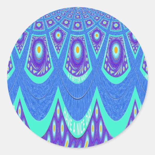 Mooie Mooie Mooie Cyaan Blauw batik Print vector k Ronde Sticker (Voorkant)
