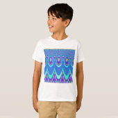 Mooie Mooie Mooie Cyaan Blauw batik Print vector k T-shirt (Voorkant volledig)