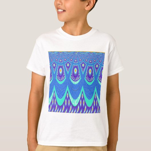 Mooie Mooie Mooie Cyaan Blauw batik Print vector k T-shirt (Voorkant)