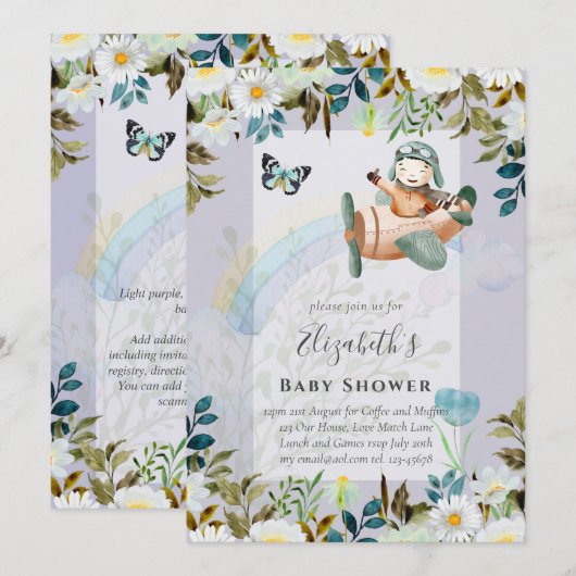 Mooie, mooie, piloot, babybays, schoeisel Uitnodig (Voorkant / Achterkant)