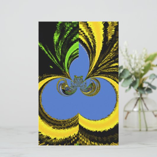 Mooie mooie Zuid-Afrikaanse geel en blauwe kunst Briefpapier (Staand voorkant)