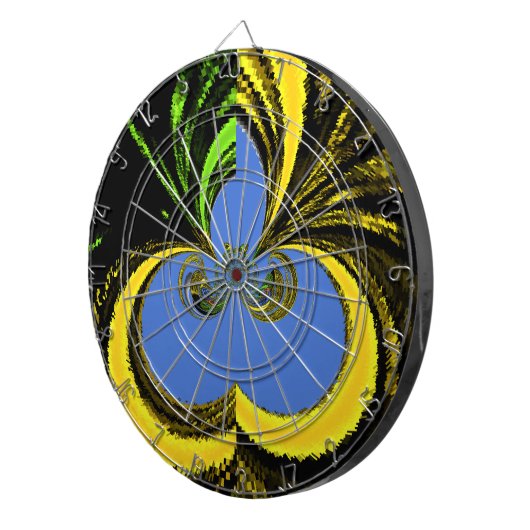 Mooie mooie Zuid-Afrikaanse geel en blauwe kunst Dartbord (Voorkant Rechts)
