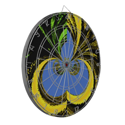 Mooie mooie Zuid-Afrikaanse geel en blauwe kunst Dartbord (Voorkant Links)