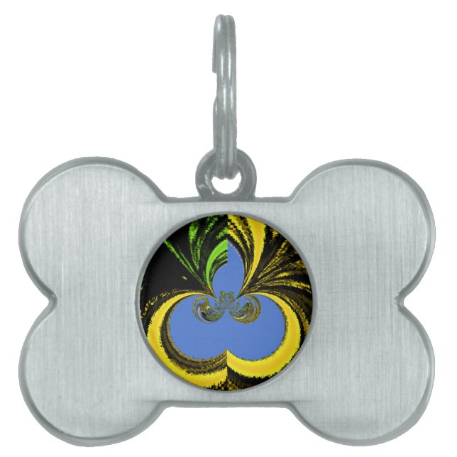 Mooie mooie Zuid-Afrikaanse geel en blauwe kunst Huisdieren Naamplaatje (voorkant)