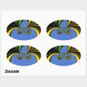 Mooie mooie Zuid-Afrikaanse geel en blauwe kunst Ovale Sticker (Vel)